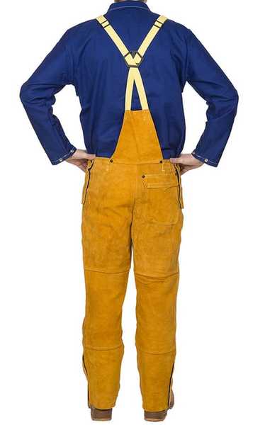 Pantalon Golden Brown en cuir croûte bovin, protection poitrine
