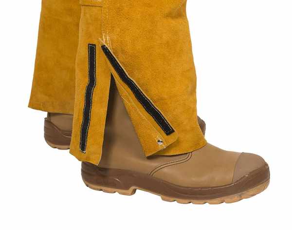 Pantalon Golden Brown en cuir croûte bovin, protection poitrine