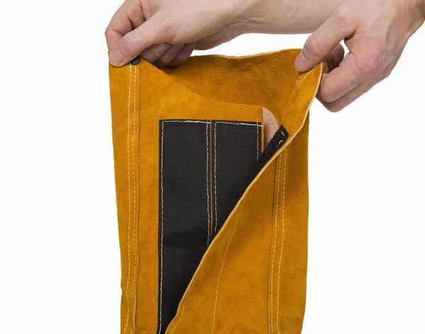 Guêtres Golden Brown en cuir croûte bovin, longueur 36 cm (la paire)