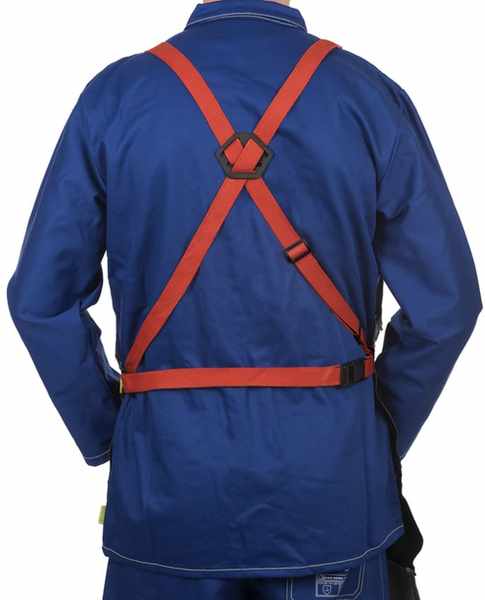 Tablier Arc Knight® coton ignifugé 520 gr./m2 + cuir croute noir de vache, Long.107cm, Larg.60cm