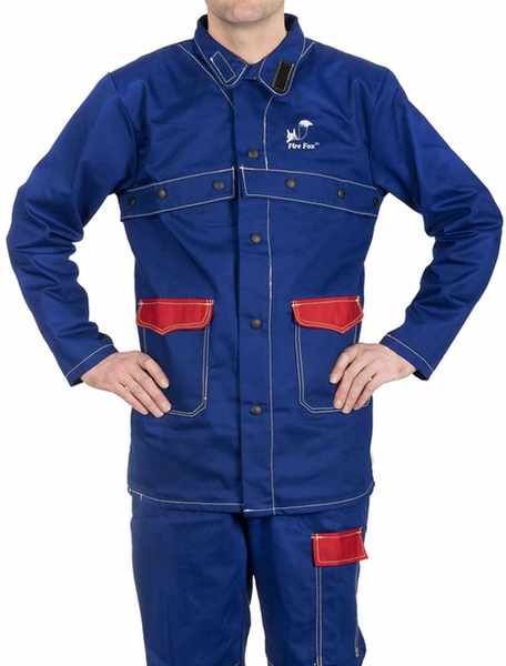 Veste Fire Fox  bleu en coton ignifugé, longueur 96 cm