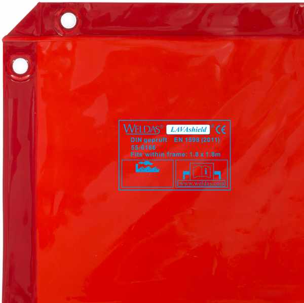Orange/Rouge LAVAshield® écrans de soudage 1,74x2,34 m. Adapte l\'intérieur du cadre 1,8x2,4 m.