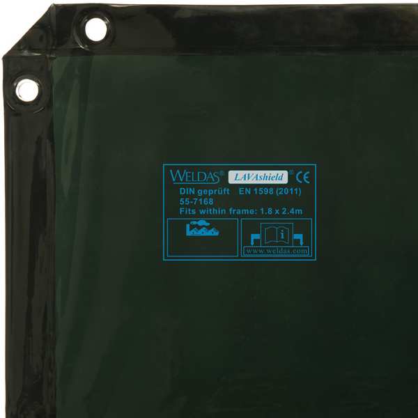 Vert LAVAshield® écrans de soudage 1,74x2,34 m. Adapte l\'intérieur du cadre 1,8x2,4 m.