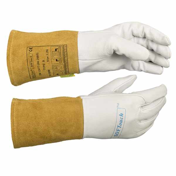 Gant TIG Softouch cuir de chèvre avec doigt index sans couture pour un meilleur glissement du fil TIG Taille XL