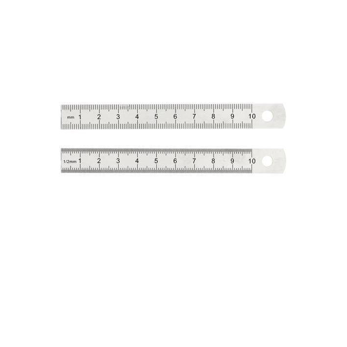 Réglet 100mm - 13x0.5mm -  chromé mat - mm R et 1/2mm V