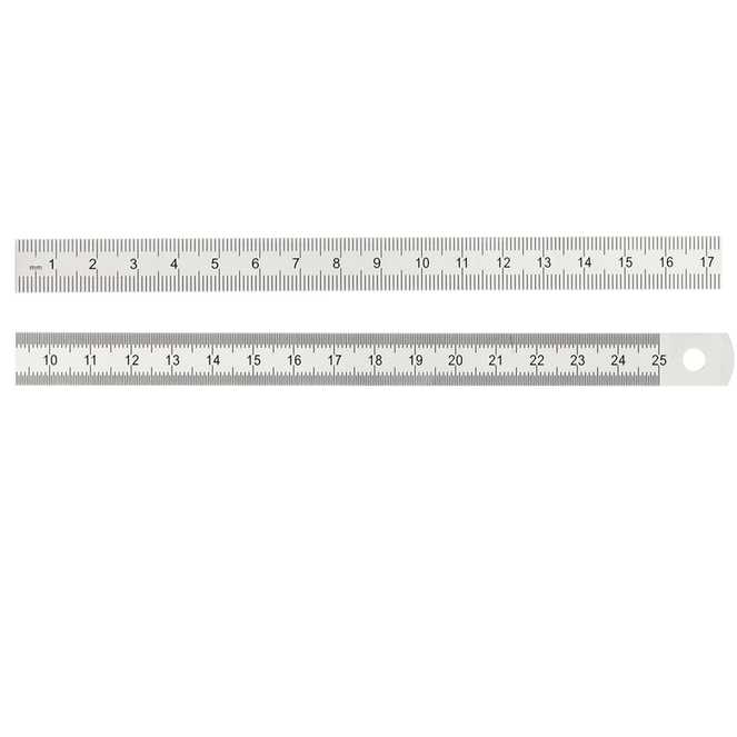 Réglet 250mm - 13x0.6 mm - chromé mat - mm R et 1/2mm V