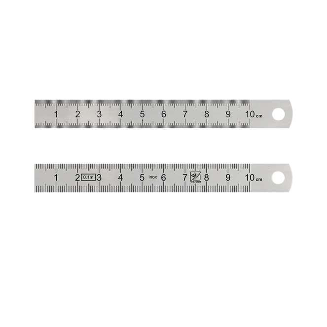 Réglet 100mm - 13x0.5mm - inox chromé mat - mm et 1/2mm