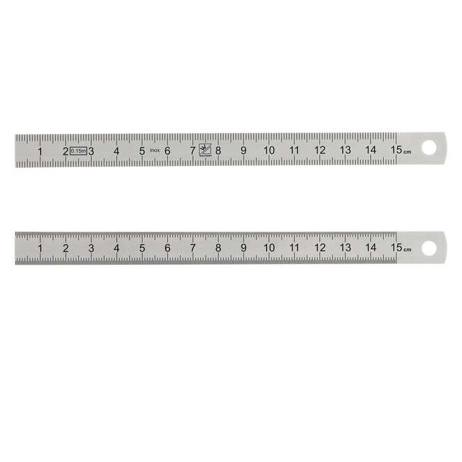 Réglet 150mm - 13x0.5mm - inox chromé mat - mm et 1/2mm