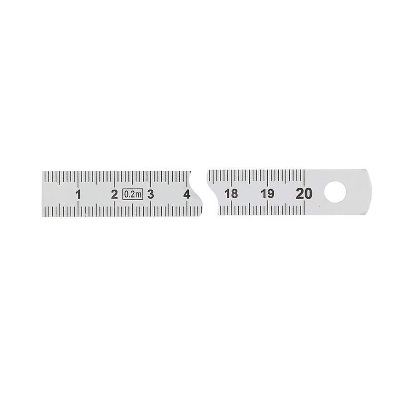 Réglet 200mm - 13x0.5mm - inox chromé mat - mm et 1/2mm