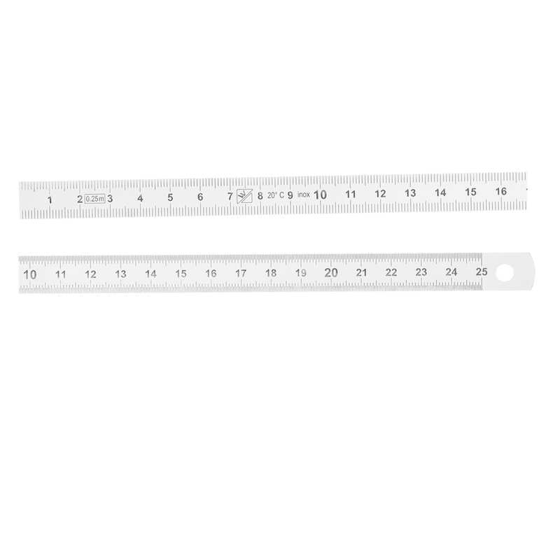 Réglet 250mm - 13x0.5mm - inox chromé mat - mm et 1/2mm
