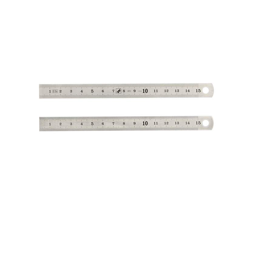 Réglet 150mm - 13x0.5mm - inox brillant - mm et 1/2mm