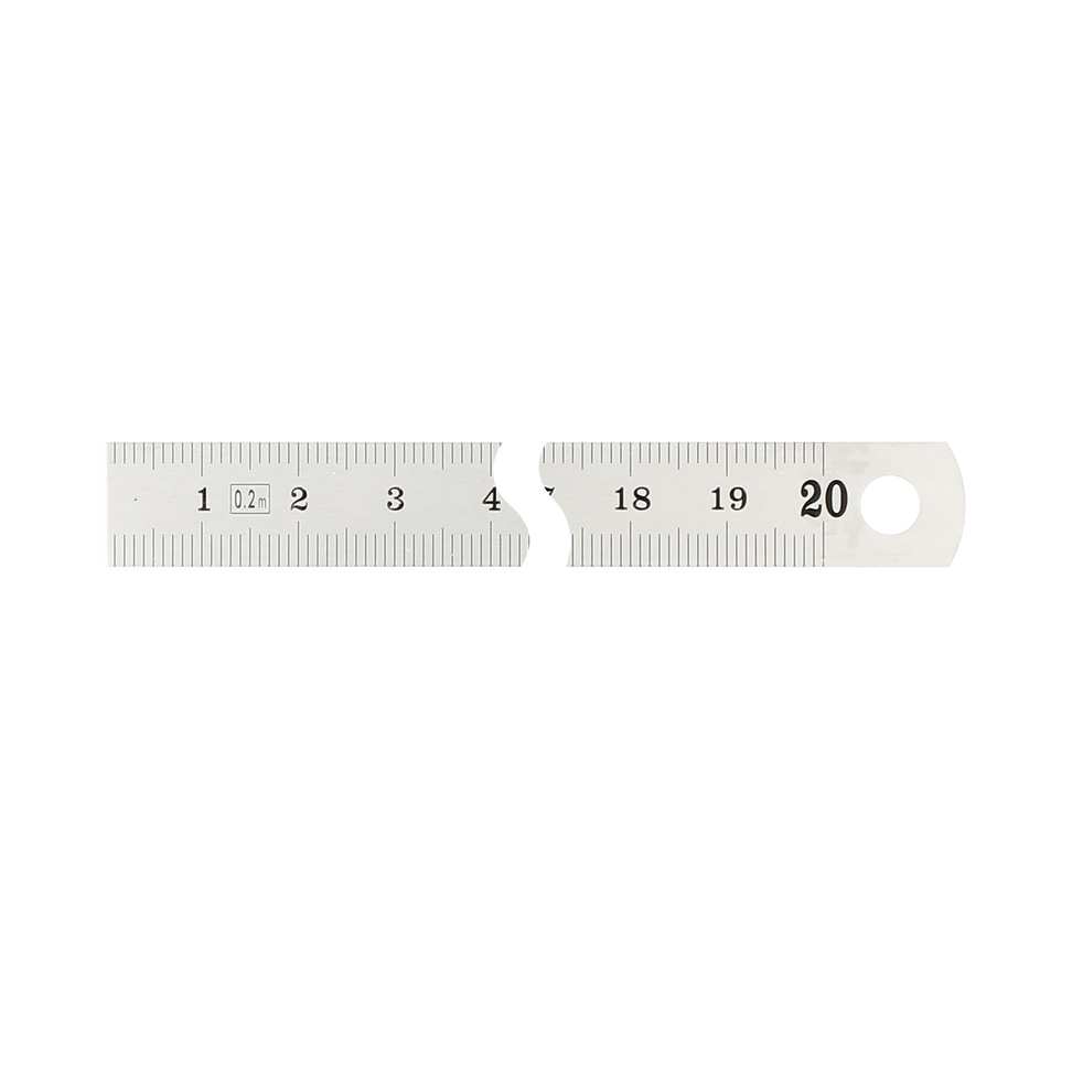 Réglet 200mm - 13x0.5mm - inox brillant - mm et 1/2mm