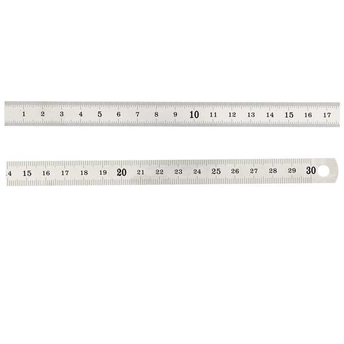 Réglet 300mm - 13x0.5mm - inox brillant - mm et 1/2mm