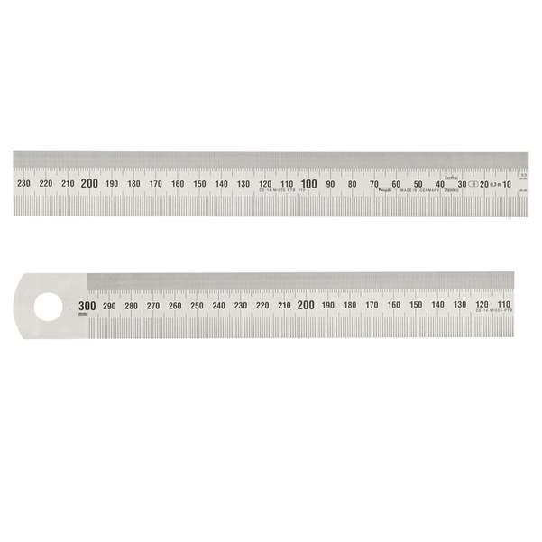 Réglet inox mat 1/2 rigide lg.300mm Grad. droite à gauche 30x1