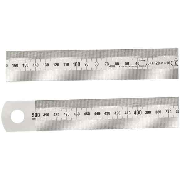 Réglet inox mat 1/2 rigide lg.500mm Grad. droite à gauche 30x1