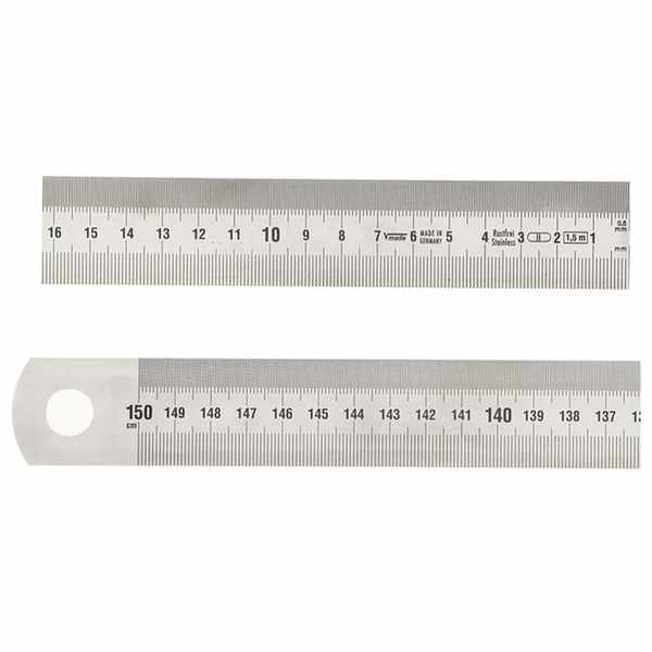 Réglet inox mat 1/2 rigide lg.1500mm Grad. droite à gauche 30x1