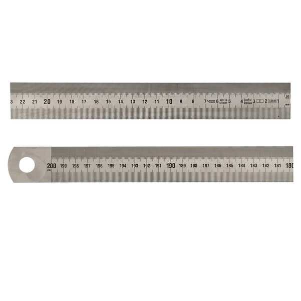 Réglet inox mat 1/2 rigide lg.2000mm Grad. droite à gauche 30x1