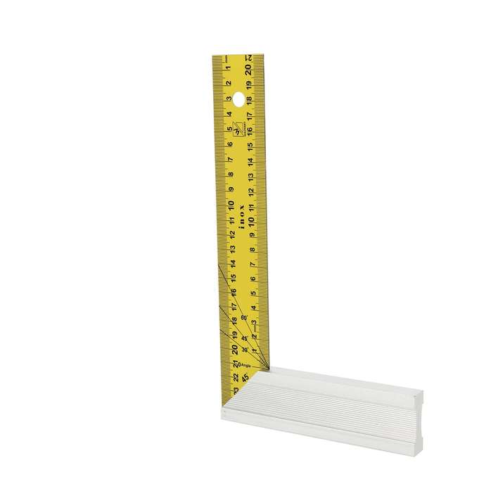 Equerre menuisier 250mm - talon alu - onglet- lame inox jaune