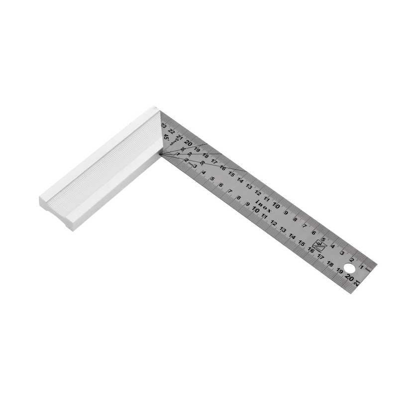 Equerre menuisier 250mm - talon alu - onglet - lame inox gravée