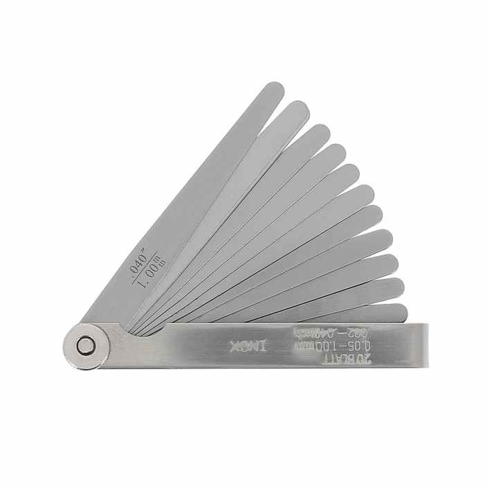 Jauge d\'épaisseur 20 lames pointues-inox-lg 90mm- 5 à 100/100