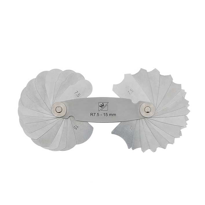 Jauge à rayon acier trempé-lg 7.5 à 15mm-32 lames-concave et convexe