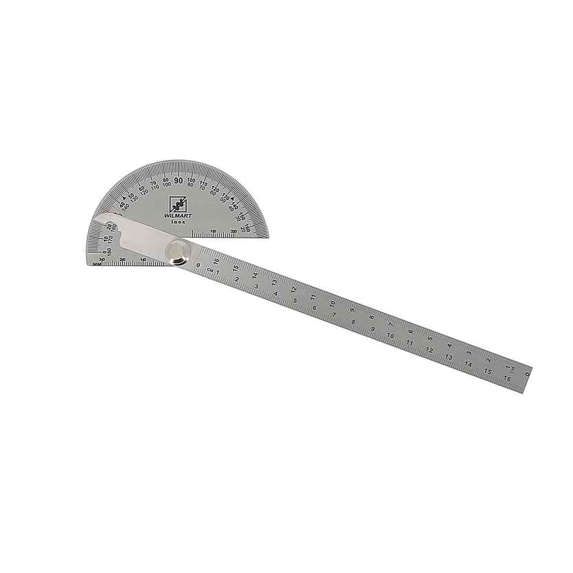 Rapporteur d\'angle échancré inox -secteur 90-règle graduée 170mm-