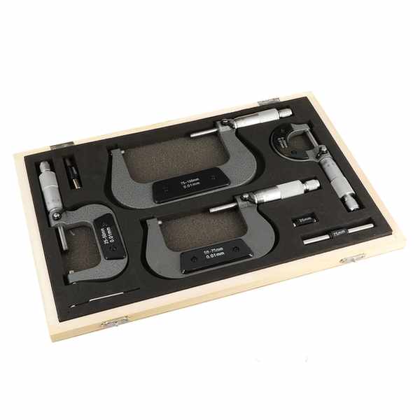 Coffret  4 micromètres ext 1/100 -0-25/25-50/50-75/75-100