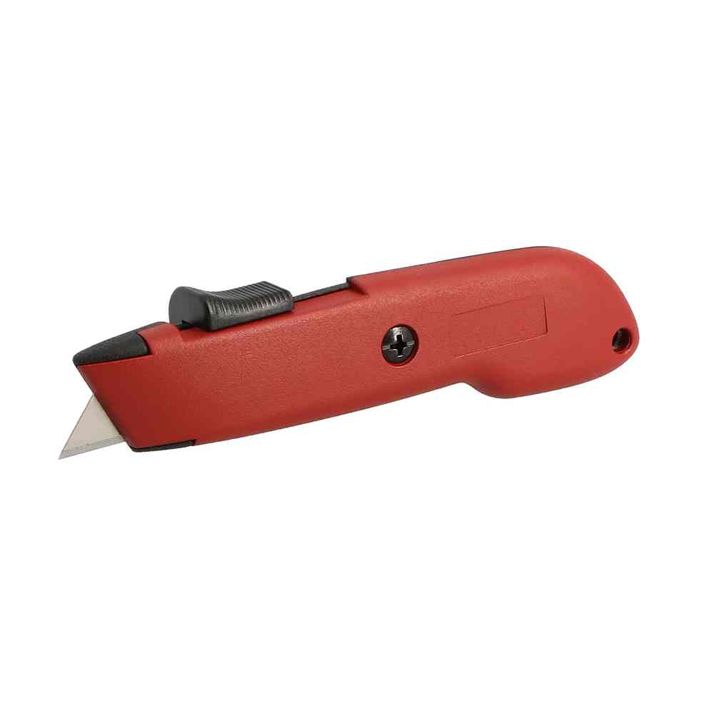 Couteau sécurité -corps métal - lame trapèze auto- rétractable 