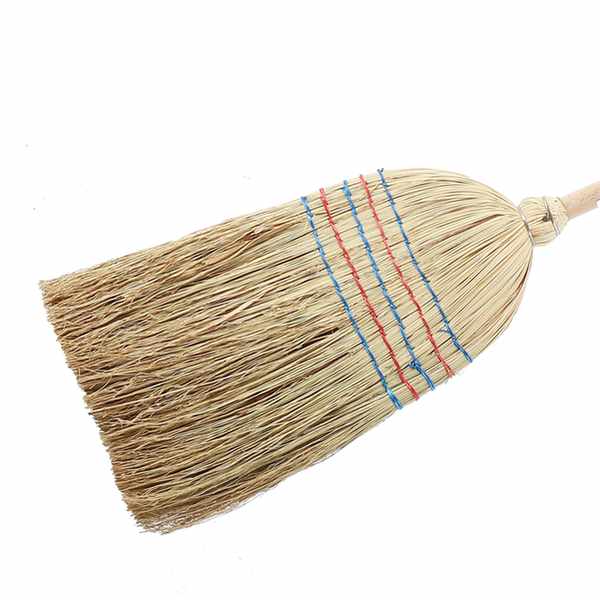 Balai paille de riz 5 fils - largeur 350mm - manche bois 