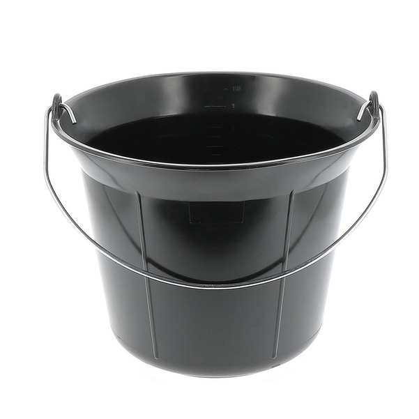 Seau noir polyéthylène 11 L-anse galva 4 mm 