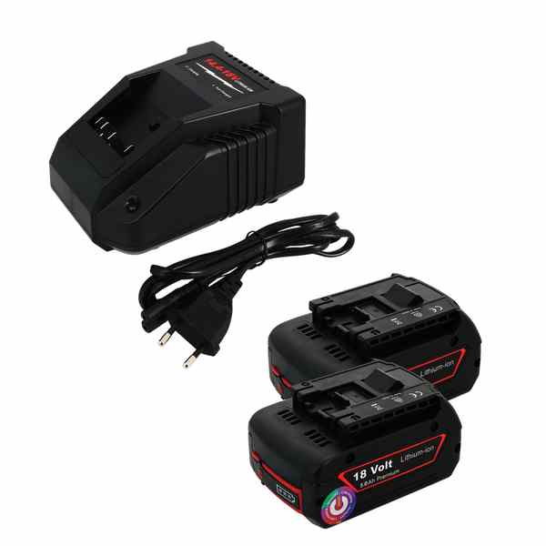 Pack 2 batteries compatible Bosch 18V 5Ah + 1 chargeur simple