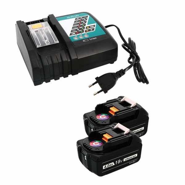 Pack 2 batteries compatible Makita 18V 4Ah + 1 chargeur simple
