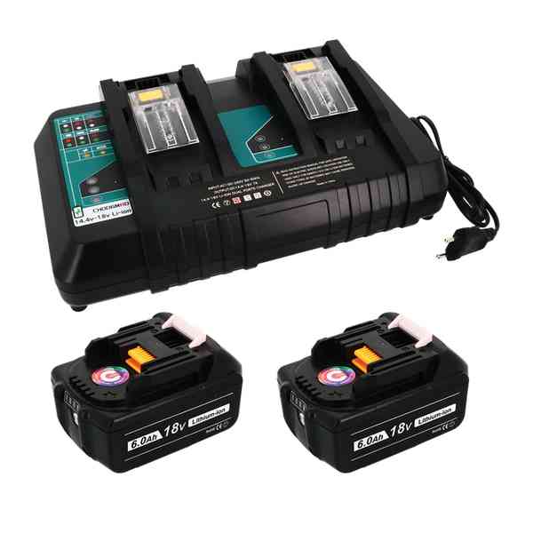 Pack 4 batteries compatible Makita 18V 6Ah + 1 chargeur double