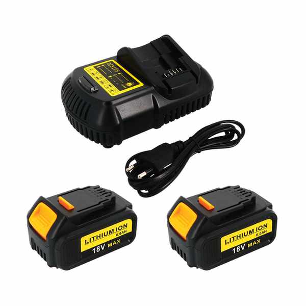 Pack 2 batteries compatible Dewalt 18V 6Ah + 1 chargeur simple