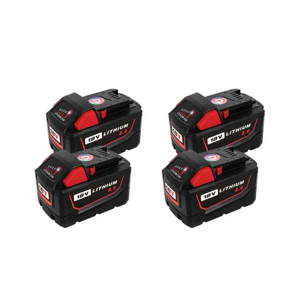 Pack 4 batteries compatible Milwaukee 18V 8Ah