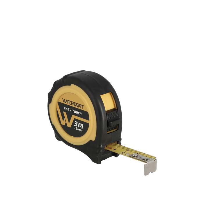 mètre 3M16mm -EASY.TOUCH - boitier bi-matièrenoir/jaune -double stop-clip Par boîte de 24